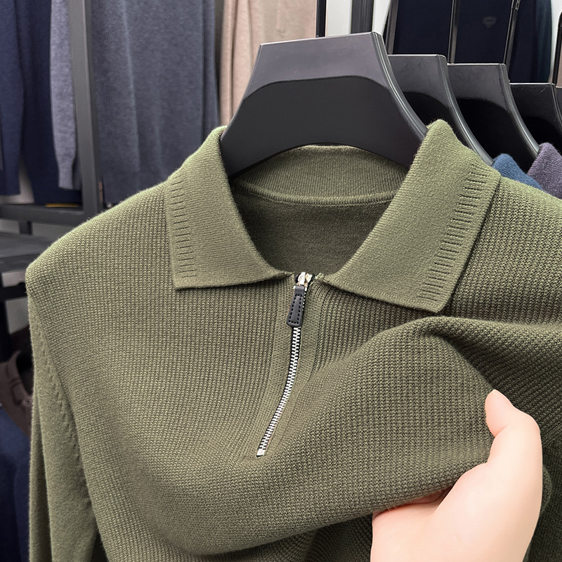 2025 Men's casual knit sweater half zip lapel sweater-retrostrom