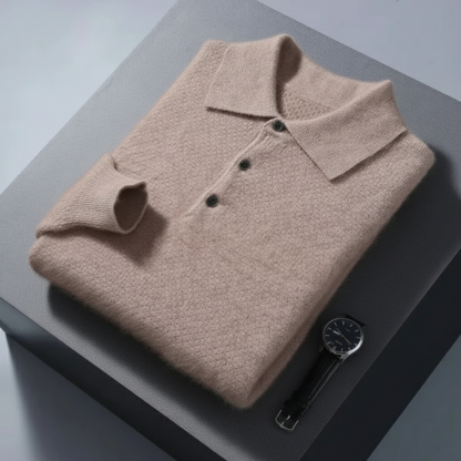 Men's Casual Button Cashmere Polo Warm Comfortable Sweater-retrostrom