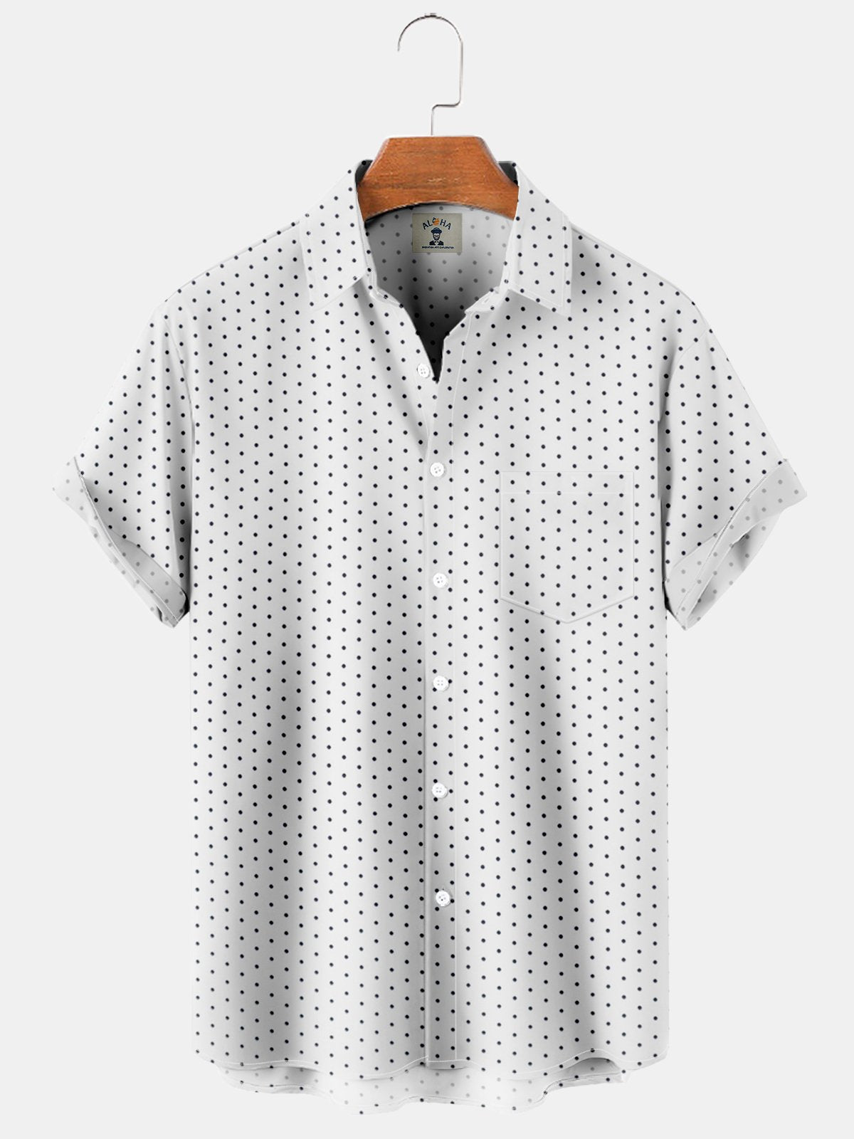 Men's Elegant Polka Dot Classic Print Wrinkle Resistant Short Sleeve Shirt-retrostrom