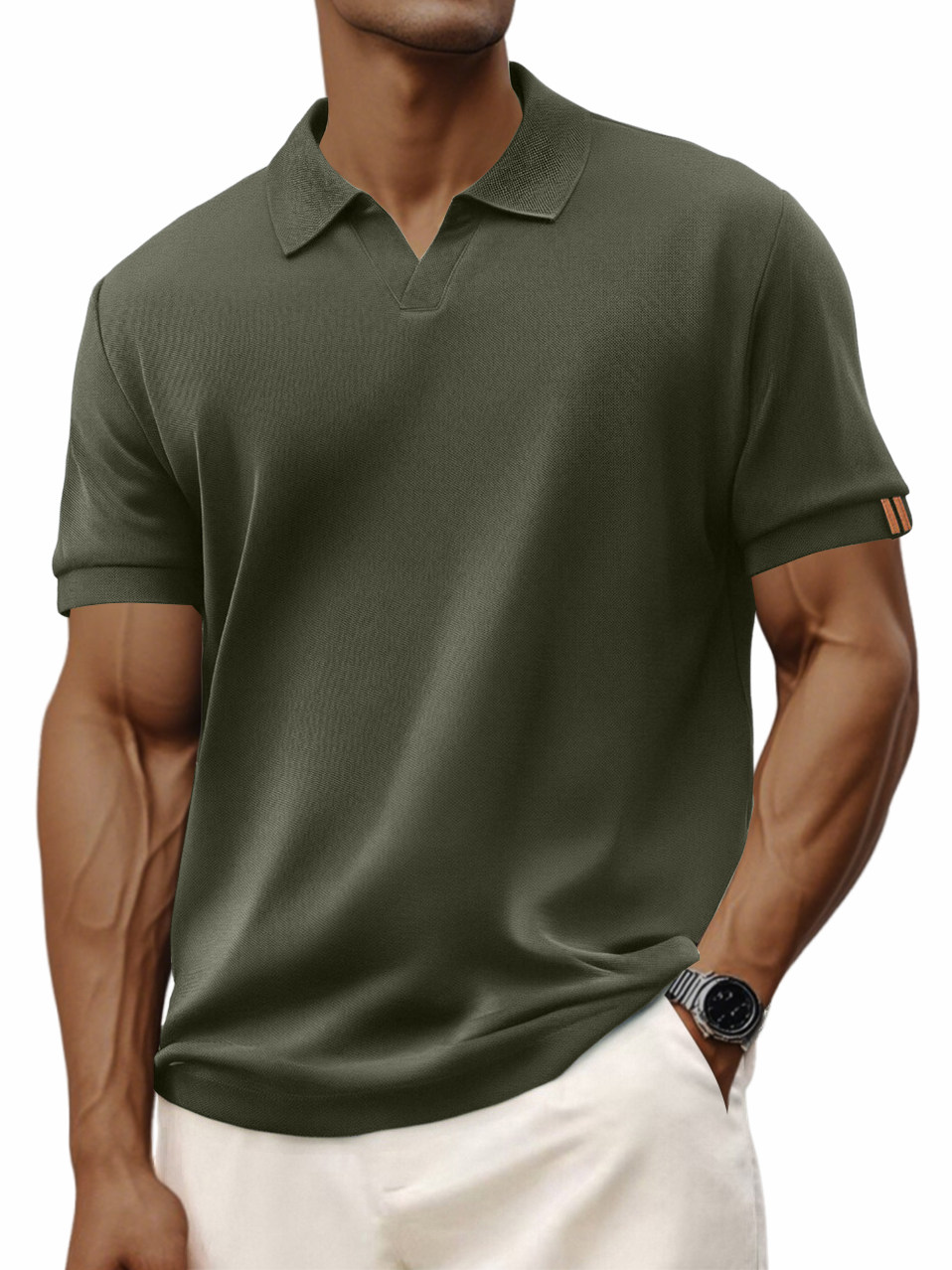 Men's Retro Casual V-neck Short-sleeved Polo Shirt-retrostrom
