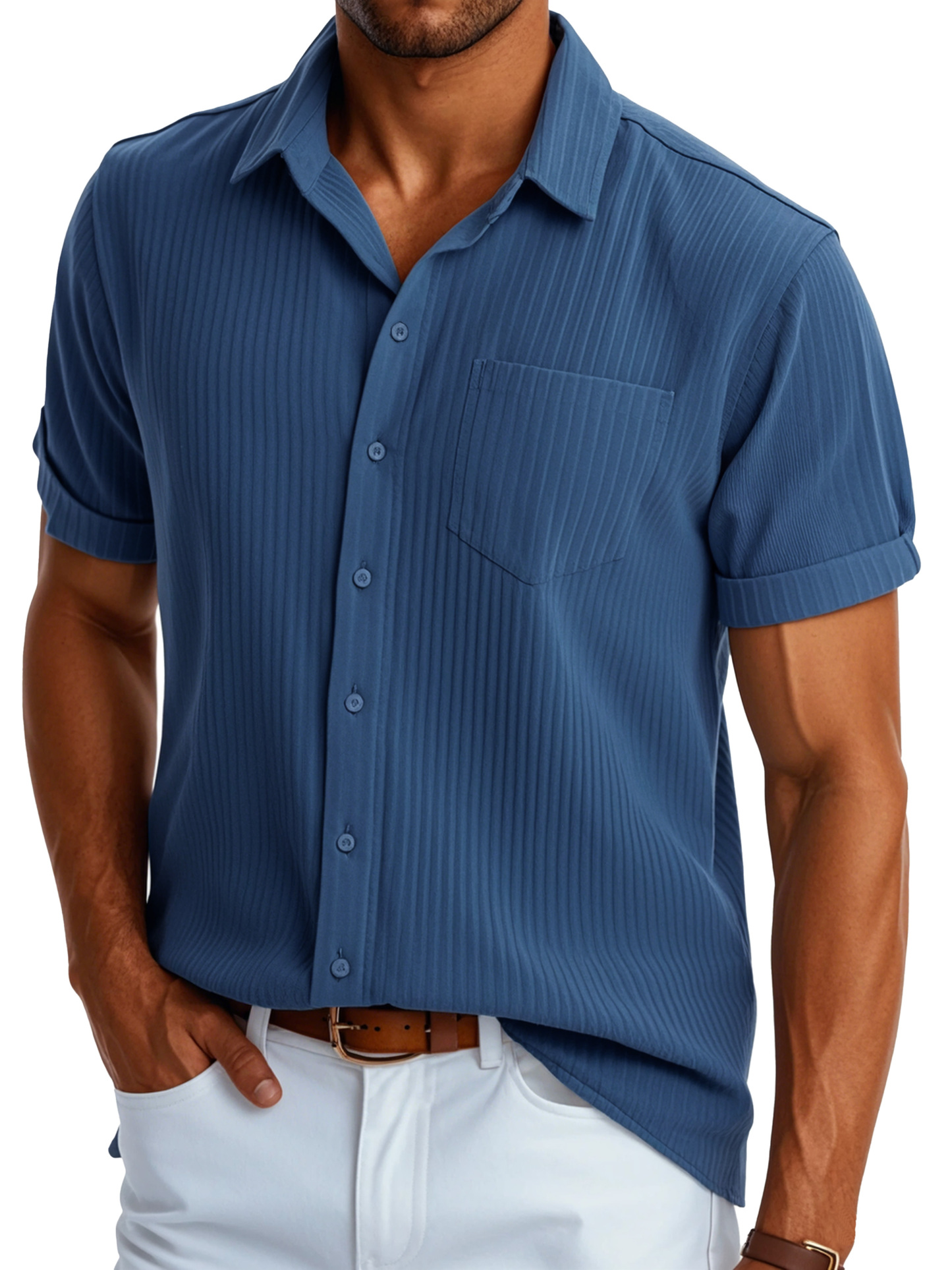 Men's Fashion Casual Selection of Pocket Short Sleeve Shirts-retrostrom