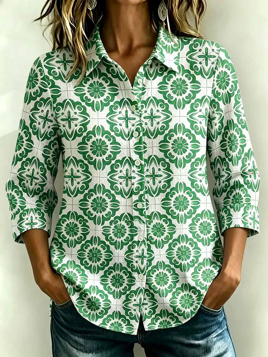 New Arrivals🔥 Santorini Inspired Print Shirt-retrostrom