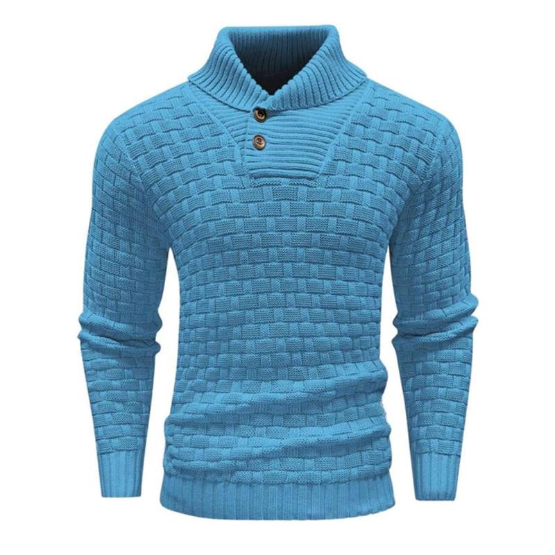 Men's Solid Color Round Neck Pullover Lapel Sweater 19352883X-retrostrom