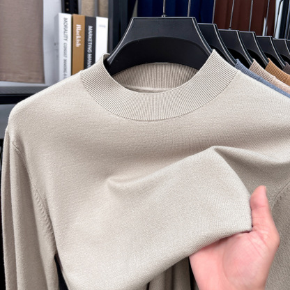 2025 Autumn and Winter Men's Stand Collar Cashmere Casual T-shirt-retrostrom