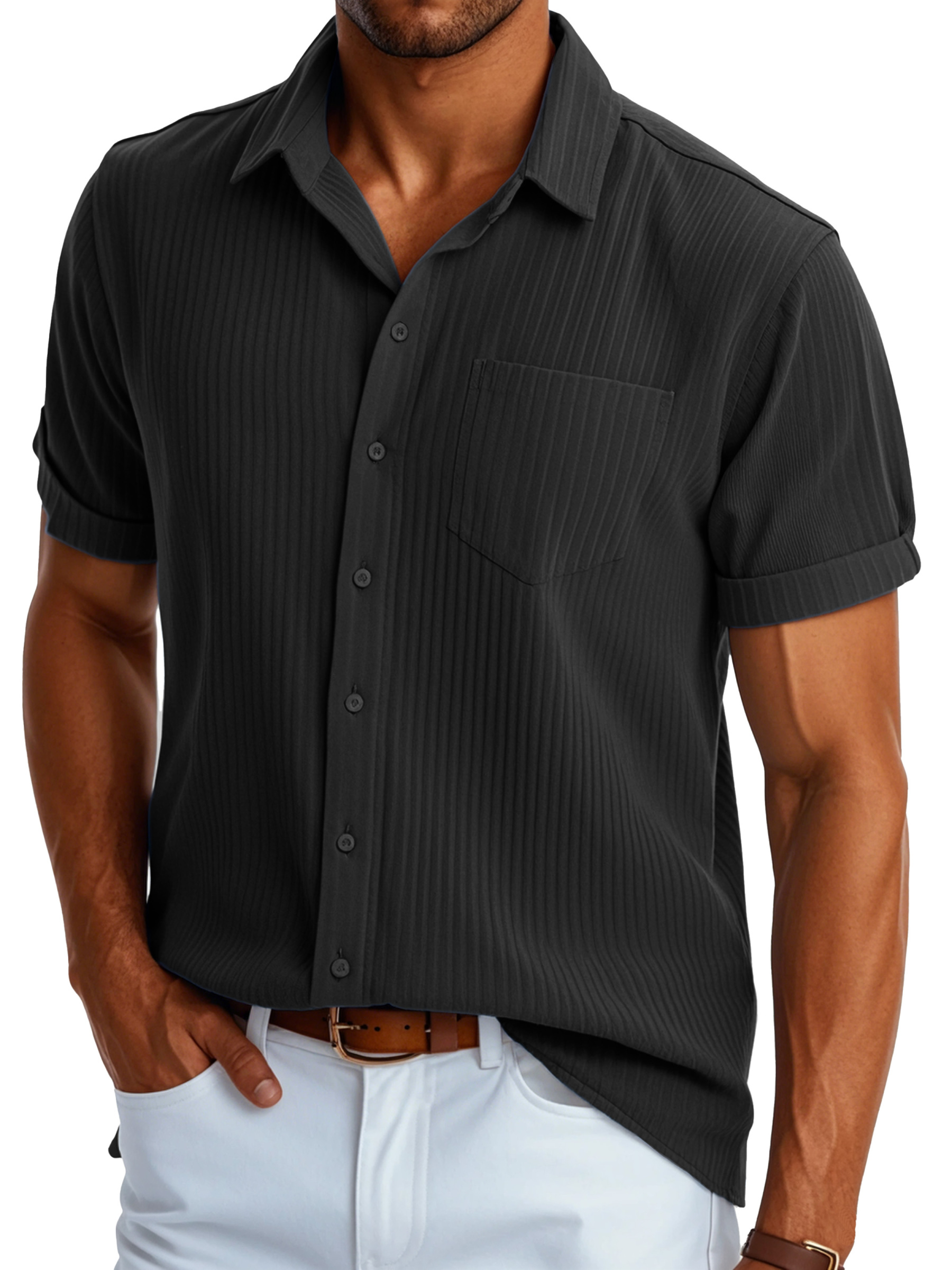 Men's Fashion Casual Selection of Pocket Short Sleeve Shirts-retrostrom