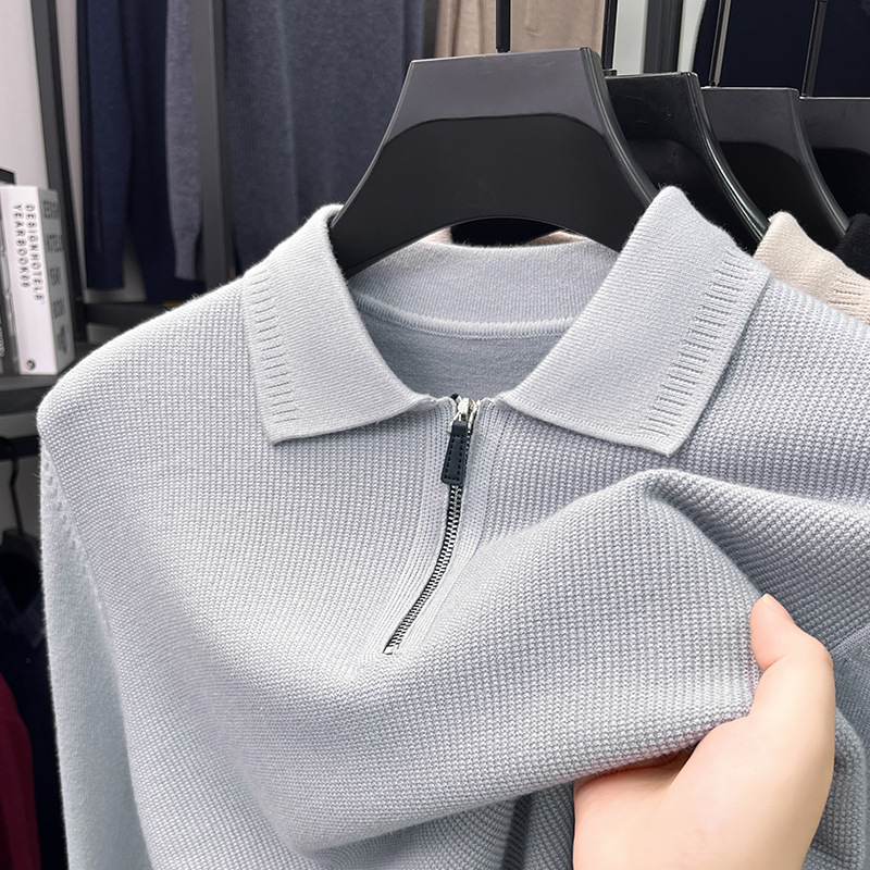 2025 Men's casual knit sweater half zip lapel sweater-retrostrom