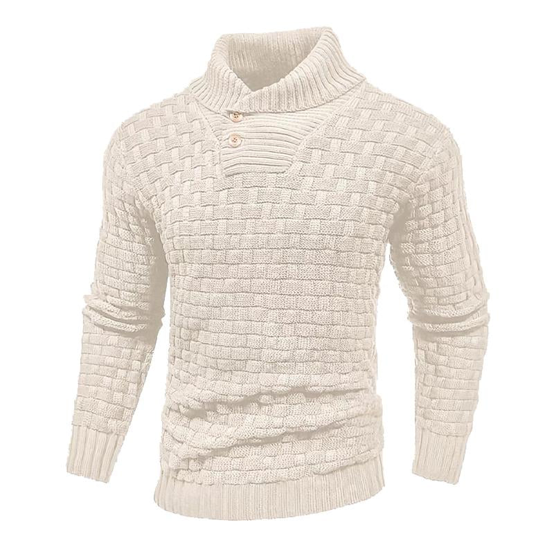 Men's Solid Color Round Neck Pullover Lapel Sweater 19352883X-retrostrom