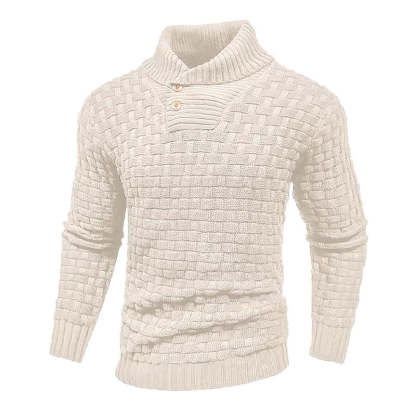 Men's Solid Color Round Neck Pullover Lapel Sweater 19352883X-retrostrom