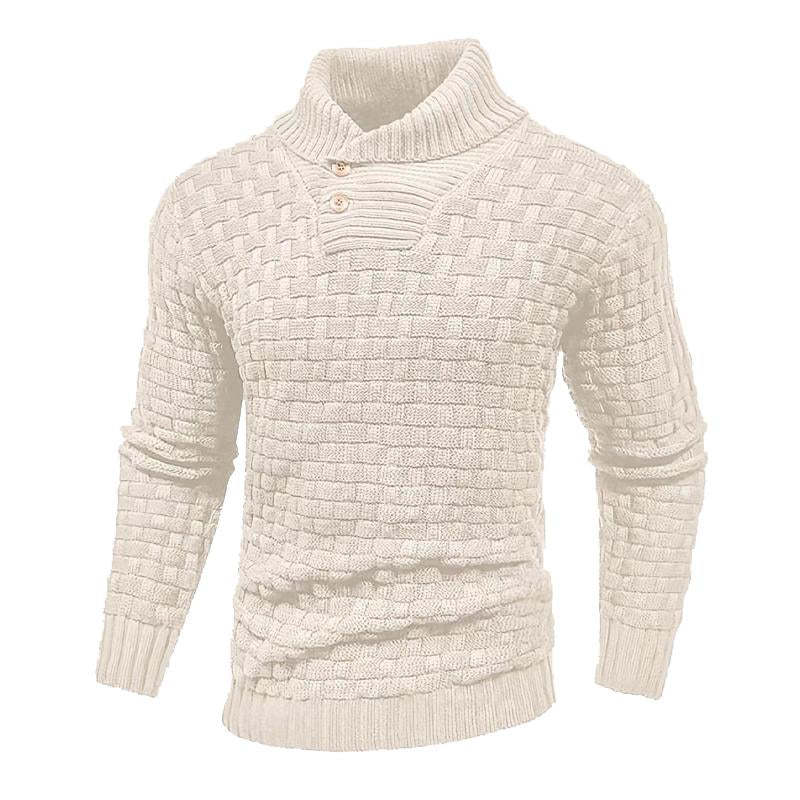 Men's Solid Color Round Neck Pullover Lapel Sweater 19352883X-retrostrom