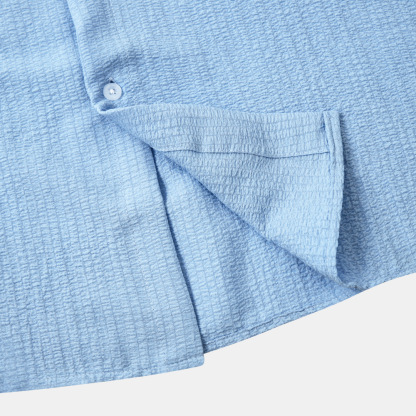 Stylish Men's Pleated Casual Lapel Short Sleeve Shirt-retrostrom