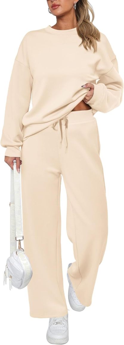 Women's Cotton Two-Piece Oversized Half-Zip Sweatshirt Wide Leg Sweatpants Casual Suit-retrostrom