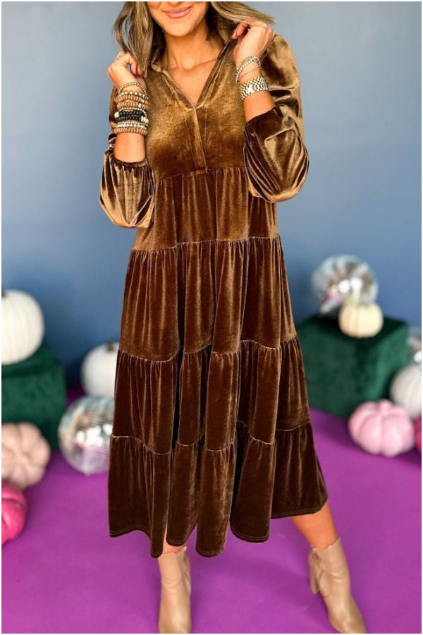 V Neck Velvet Dress-retrostrom