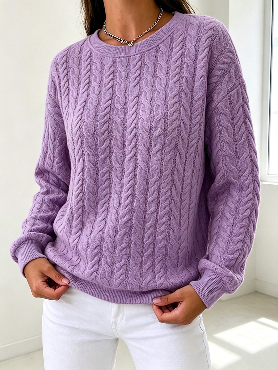 New Arrivals 🔥 Classic Cable Knit Crew Neck Collared Pullover-retrostrom