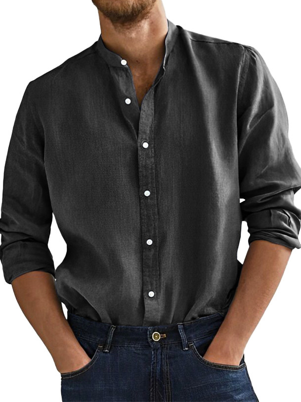 Men's Fashion Business Comfortable Stand-up Collar Long-sleeved Shirt-retrostrom