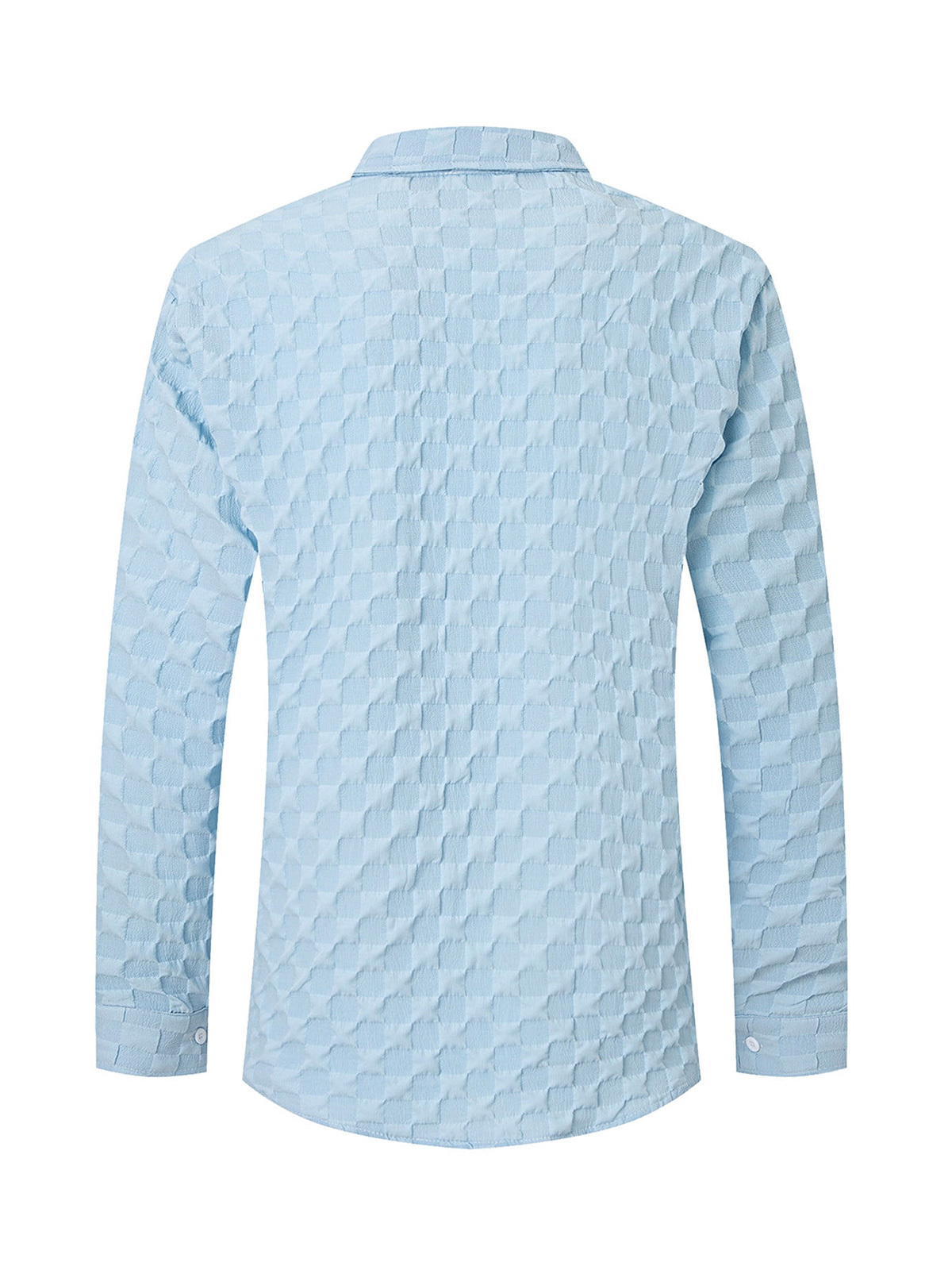 Men's Casual Plaid Jacquard Solid Color Pocket Long Sleeve Shirt-retrostrom