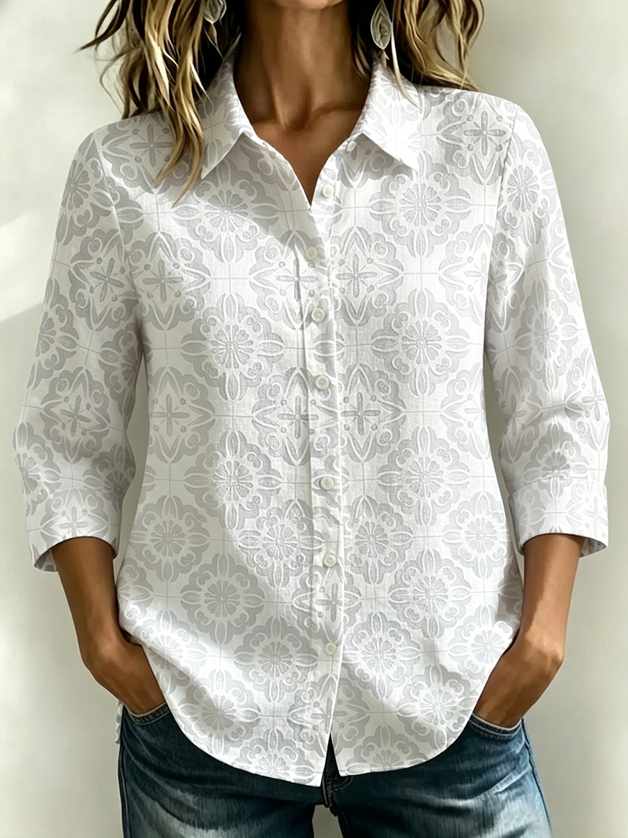 New Arrivals🔥 Santorini Inspired Print Shirt-retrostrom
