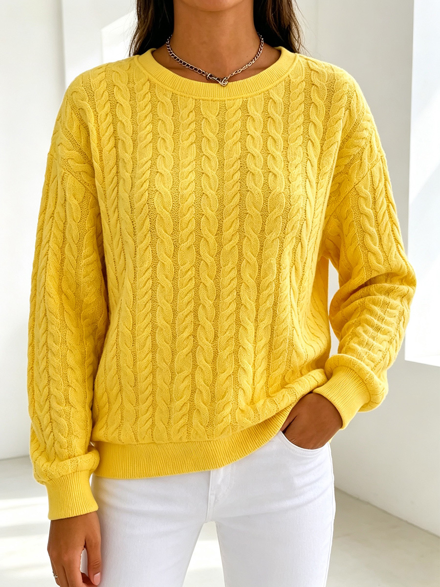 New Arrivals 🔥 Classic Cable Knit Crew Neck Collared Pullover-retrostrom