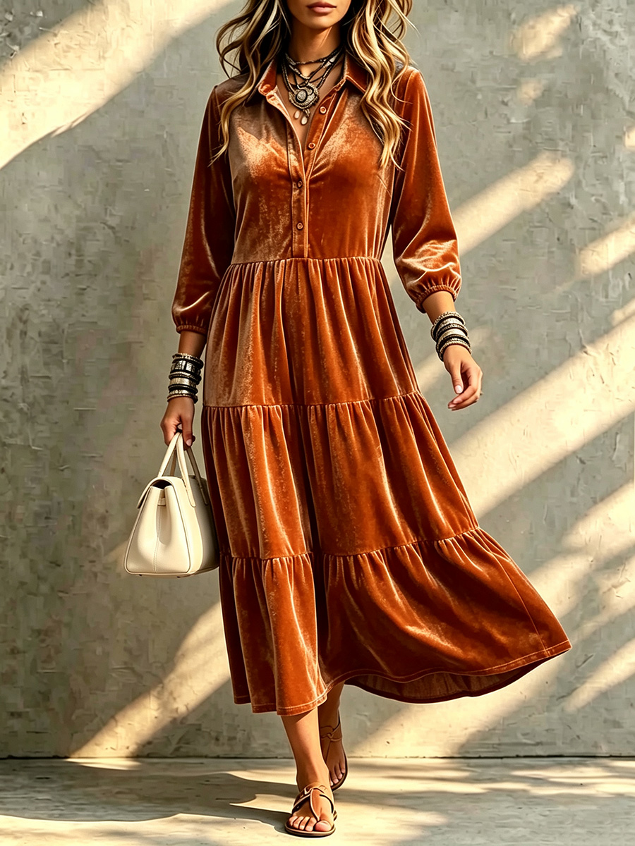 New Arrivals🔥 Timeless Velvet Tiered Dress-retrostrom