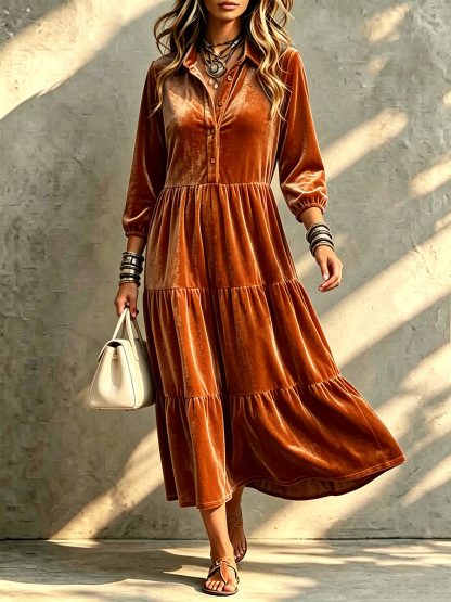 New Arrivals🔥 Timeless Velvet Tiered Dress-retrostrom