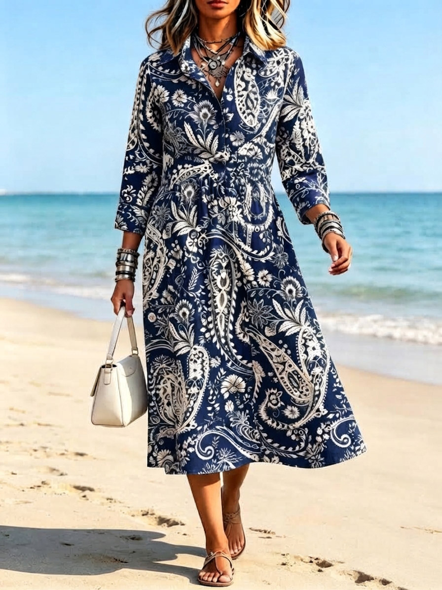 New Arrivals🔥 Classic Paisley Button Down Dress