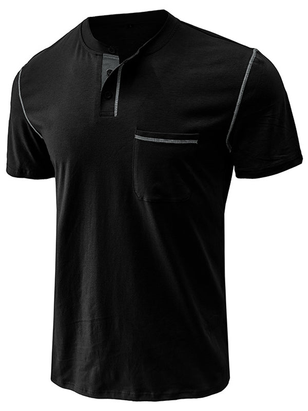 Men's Fashion Cotton Short Sleeve Henley Shirt-retrostrom