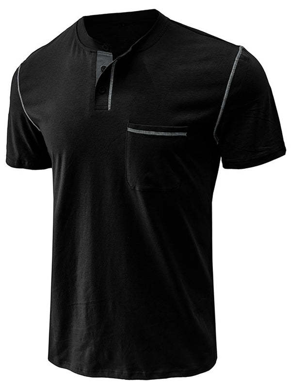 Men's Fashion Cotton Short Sleeve Henley Shirt-retrostrom