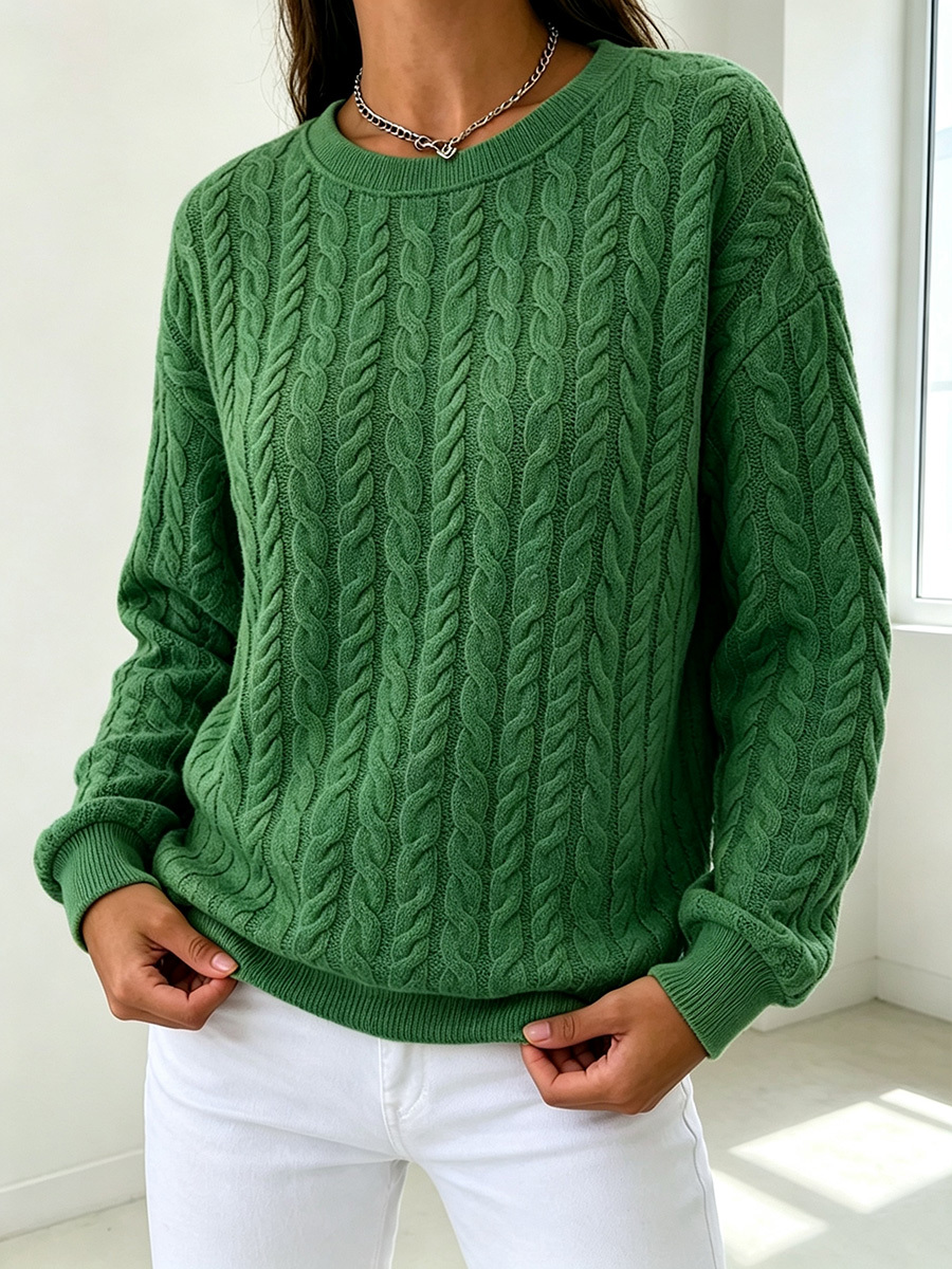 New Arrivals 🔥 Classic Cable Knit Crew Neck Collared Pullover-retrostrom