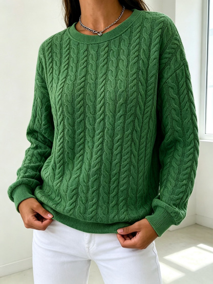 New Arrivals 🔥 Classic Cable Knit Crew Neck Collared Pullover-retrostrom