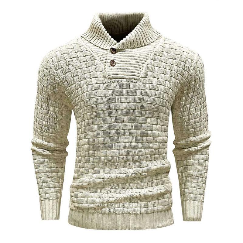 Men's Solid Color Round Neck Pullover Lapel Sweater 19352883X-retrostrom