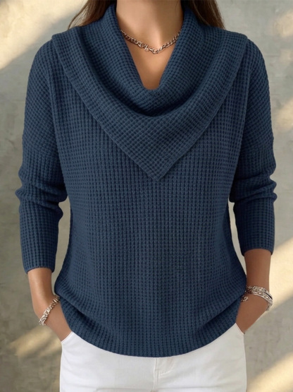 TODAY 49% OFF🔥 Elegant Retro Soft Triangle Neck Waffle Knit Sweatshirt-retrostrom