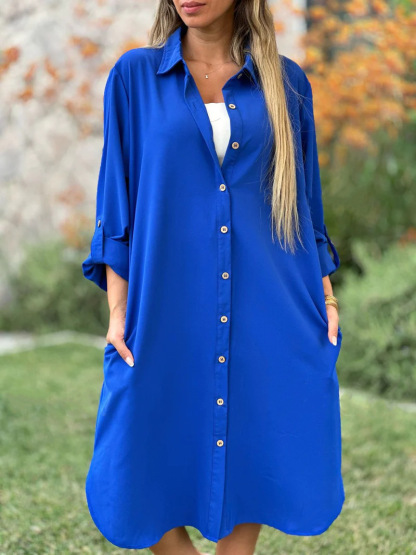 🔥LAST DAY 50% OFF🔥Women's Casual Lapel Solid Color Shirt Coat-retrostrom