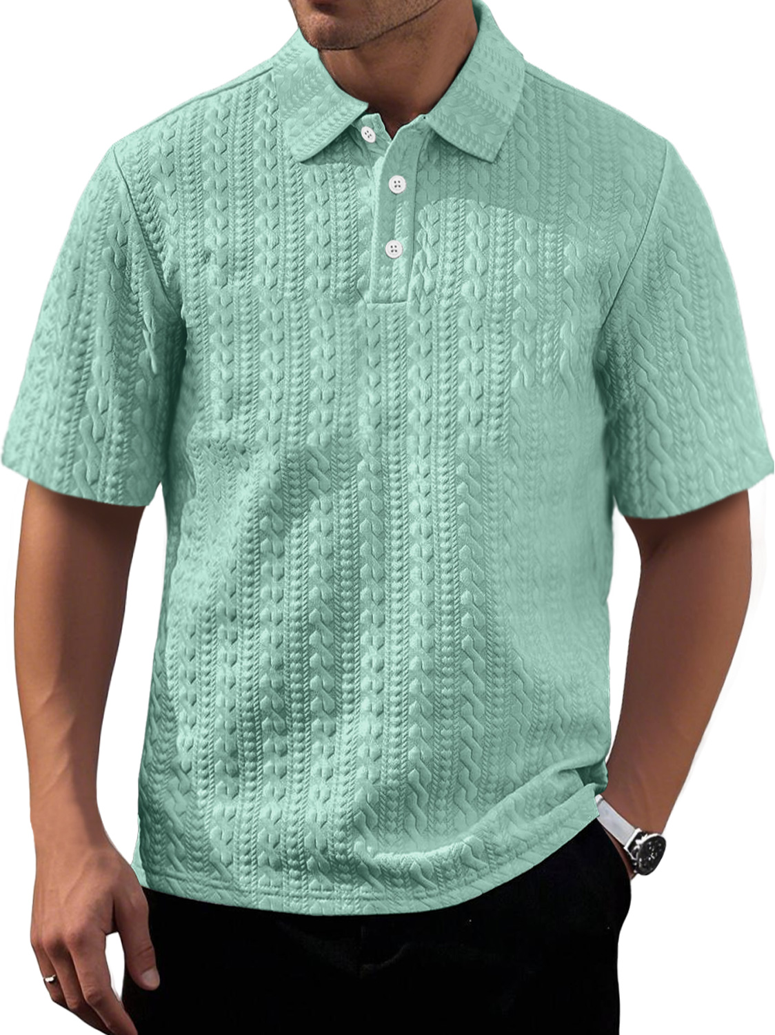 Men's Daily Texture Casual Lapel Comfortable Short-sleeved Polo Shirt-retrostrom