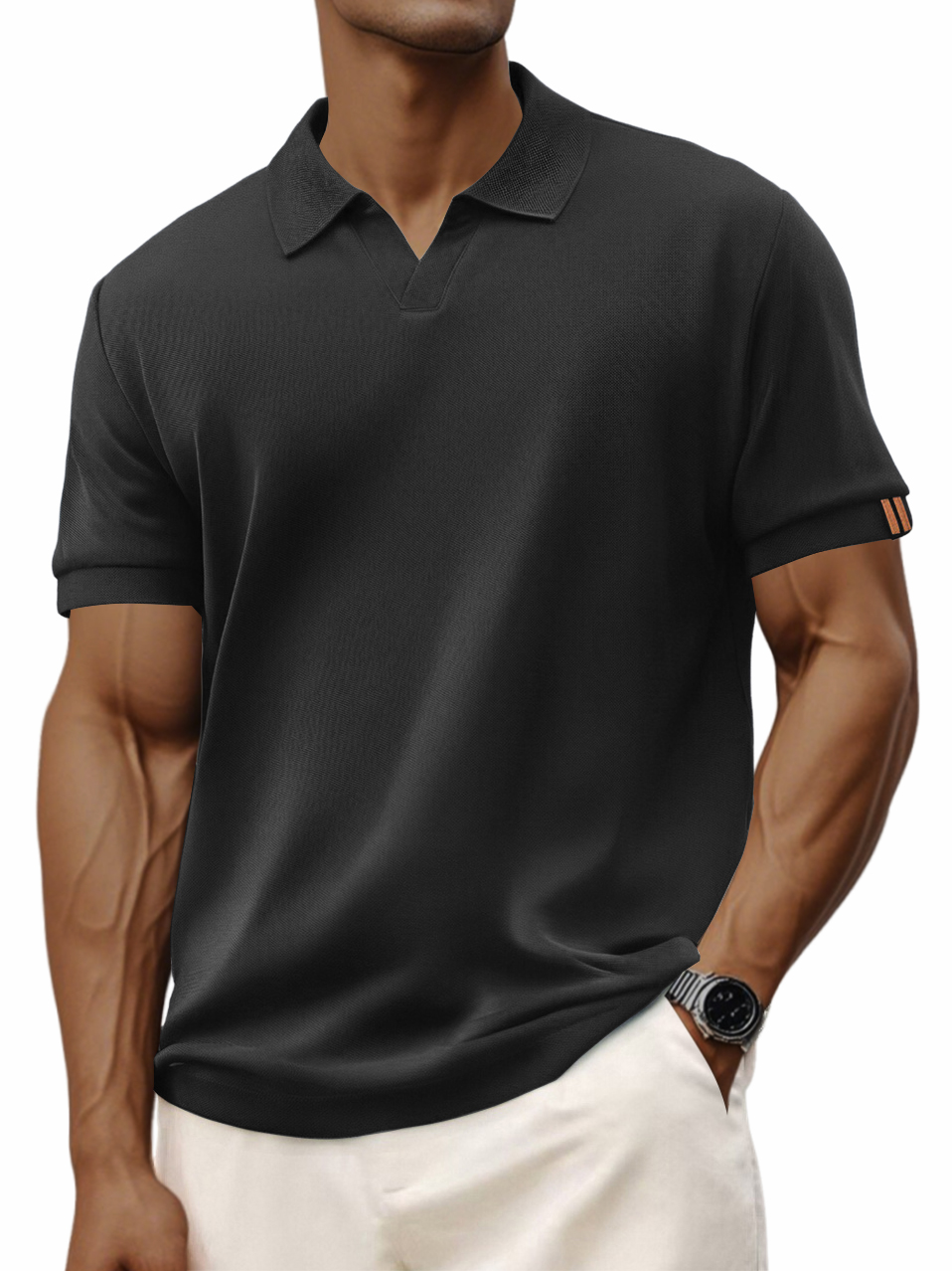 Men's Retro Casual V-neck Short-sleeved Polo Shirt-retrostrom
