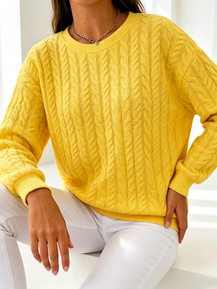 New Arrivals 🔥 Classic Cable Knit Crew Neck Collared Pullover-retrostrom