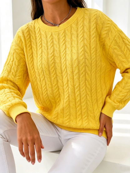 New Arrivals 🔥 Classic Cable Knit Crew Neck Collared Pullover-retrostrom
