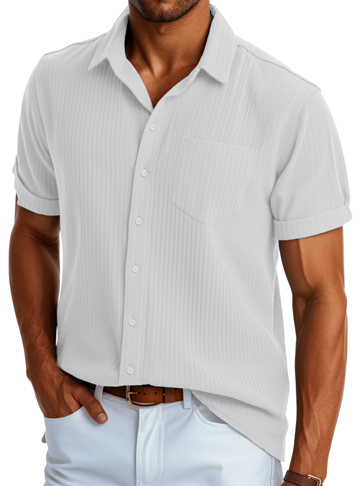 Men's Fashion Casual Selection of Pocket Short Sleeve Shirts-retrostrom