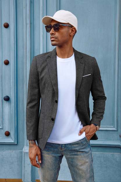 Men's Casual Sport Coat Blazer Two Buttons Lightweight Business Jackets-retrostrom
