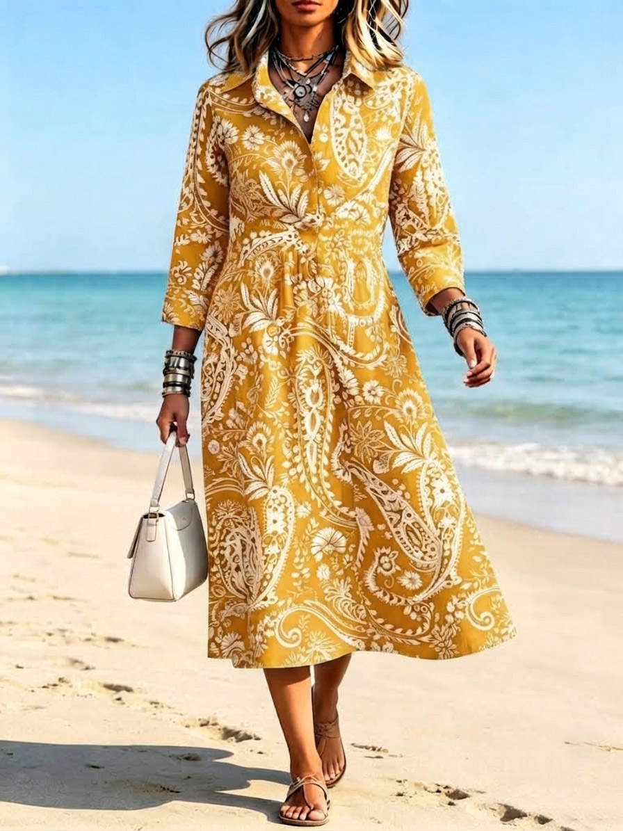 New Arrivals🔥 Classic Paisley Button Down Dress