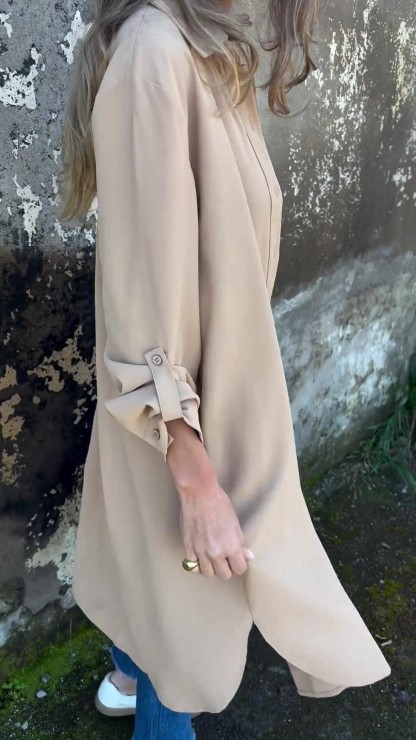 🔥LAST DAY 50% OFF🔥Women's Casual Lapel Solid Color Shirt Coat-retrostrom