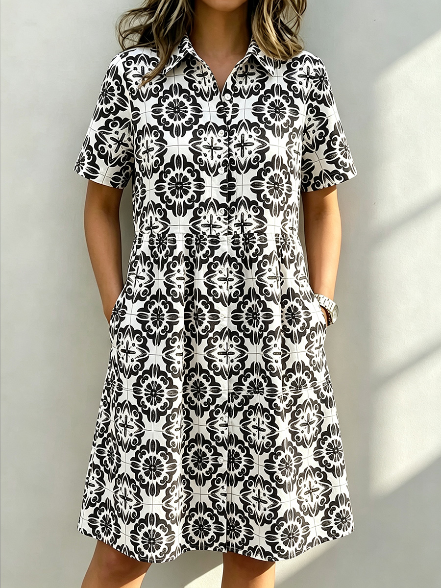 New Arrivals🔥 Santorini Inspired Print Shirt Dress