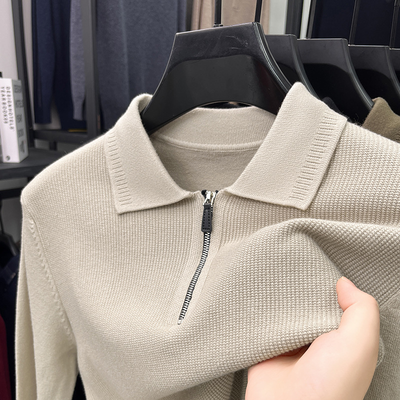 2025 Men's casual knit sweater half zip lapel sweater-retrostrom