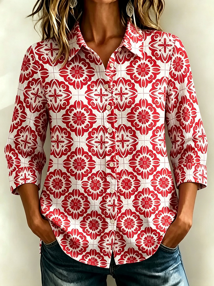 New Arrivals🔥 Santorini Inspired Print Shirt-retrostrom