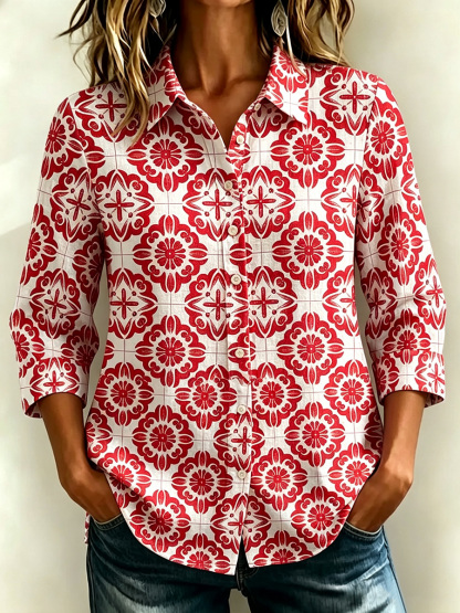 New Arrivals🔥 Santorini Inspired Print Shirt-retrostrom