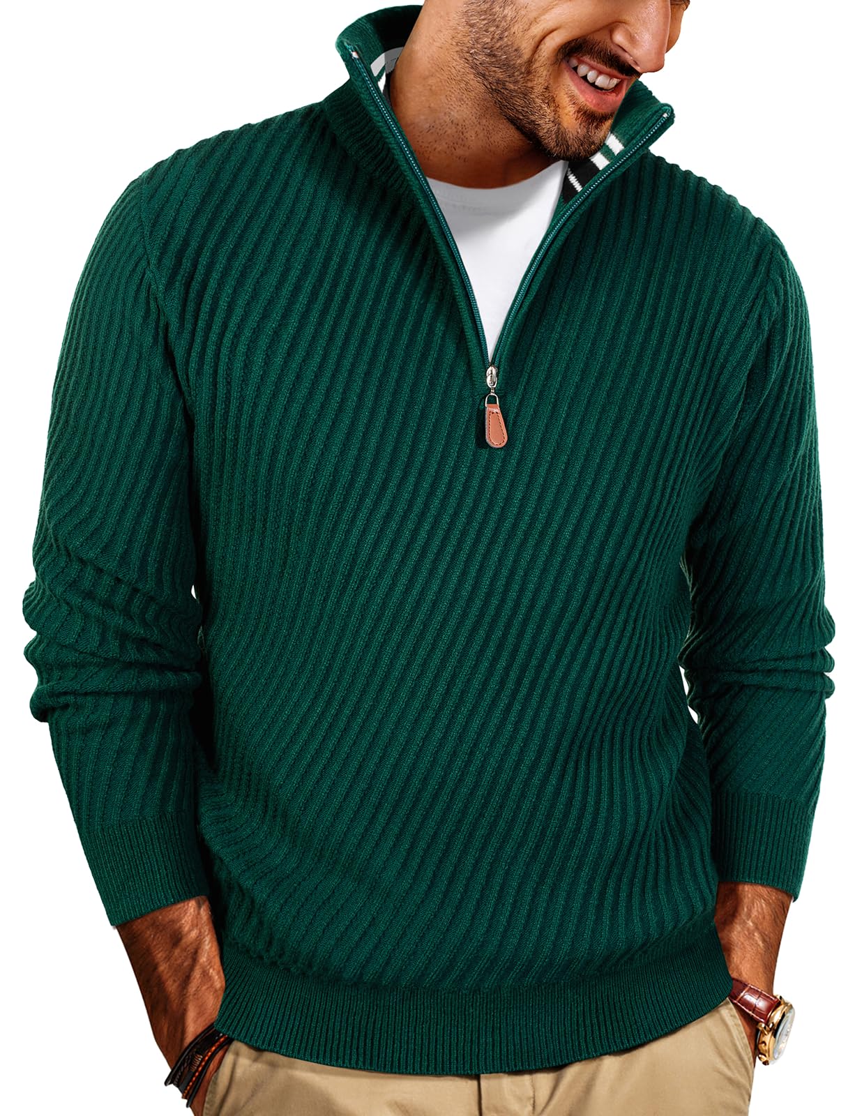 NEW🔥 Men's Zipper Pullover Sweater Casual Knit Sweater with Twill Texture-retrostrom