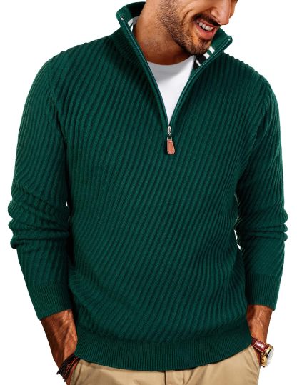 NEW🔥 Men's Zipper Pullover Sweater Casual Knit Sweater with Twill Texture-retrostrom