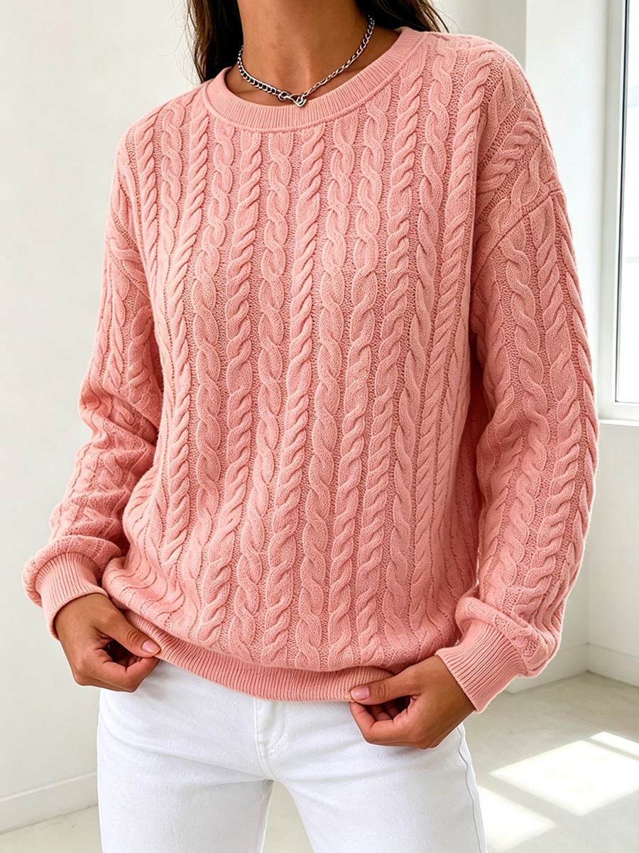 New Arrivals 🔥 Classic Cable Knit Crew Neck Collared Pullover-retrostrom