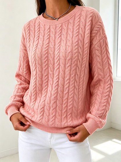 New Arrivals 🔥 Classic Cable Knit Crew Neck Collared Pullover-retrostrom