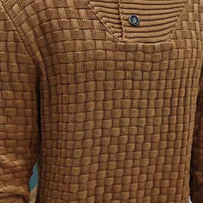 Men's Solid Color Round Neck Pullover Lapel Sweater 19352883X-retrostrom