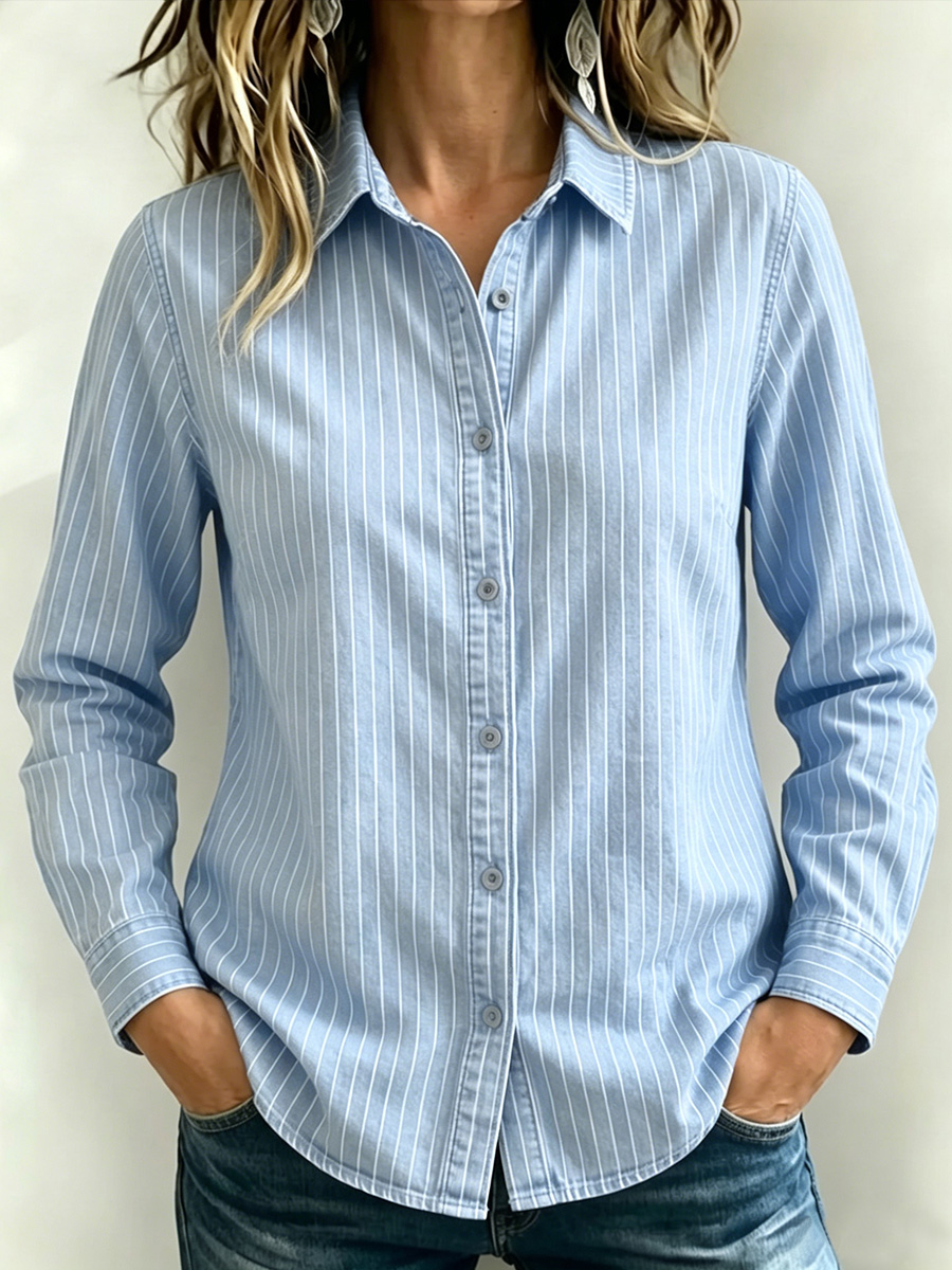 New Arrivals🔥 Women's Textured Denim Casual Long-Sleeve Shirt-retrostrom