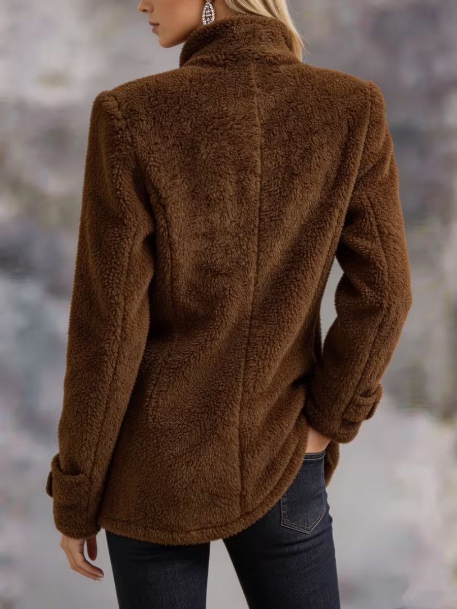 CLEARANCE SALE🔥 Casual Solid Color Long Sleeve High Neck Women'S Versatile Plush Coat-retrostrom